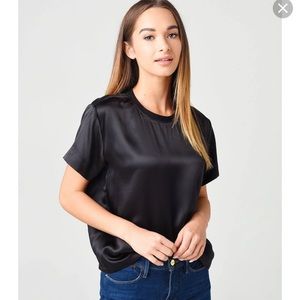 ATM 100% Silk Black Boyfriend Blouse M